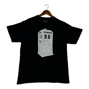 The Tardis "Bad Wolf" T-Shirt Dr. Who Doctor Black Authentic Men's sz Large L